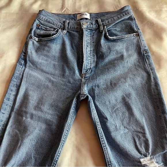 Agolde- Riley High Rise Straight Crop Jeans in Light Wash Whiplash Size 27 - Picture 4 of 10
